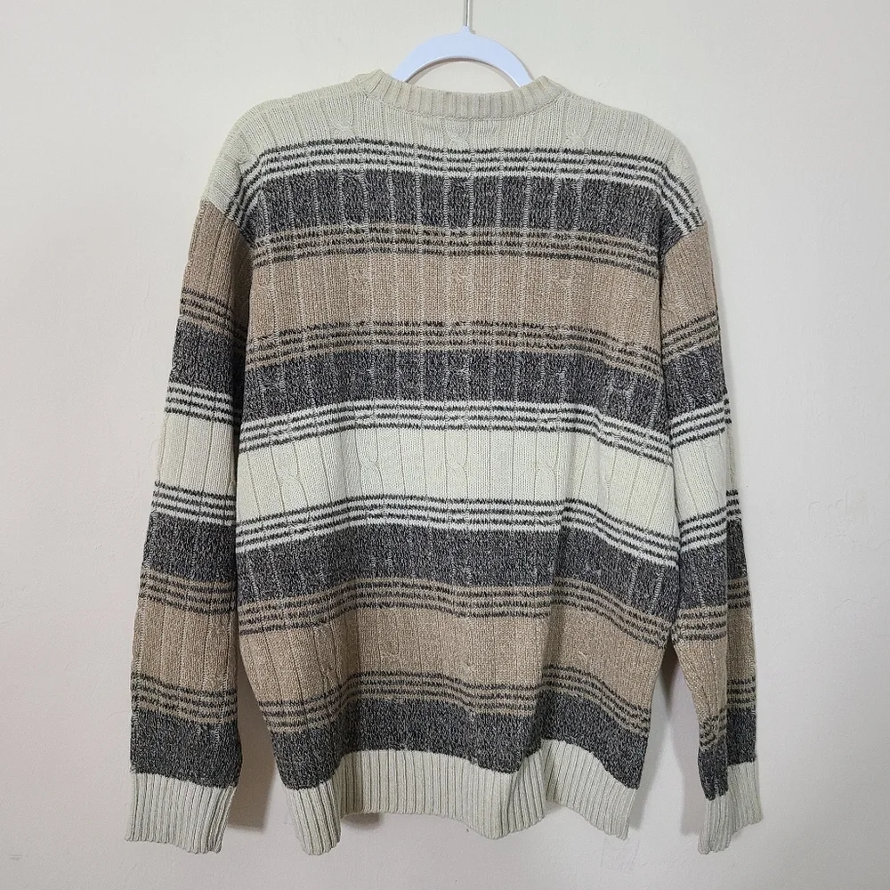 Munsingwear Vintage Mens M Striped Cable Knit Sweater Neutral Grandpacore NWT‎